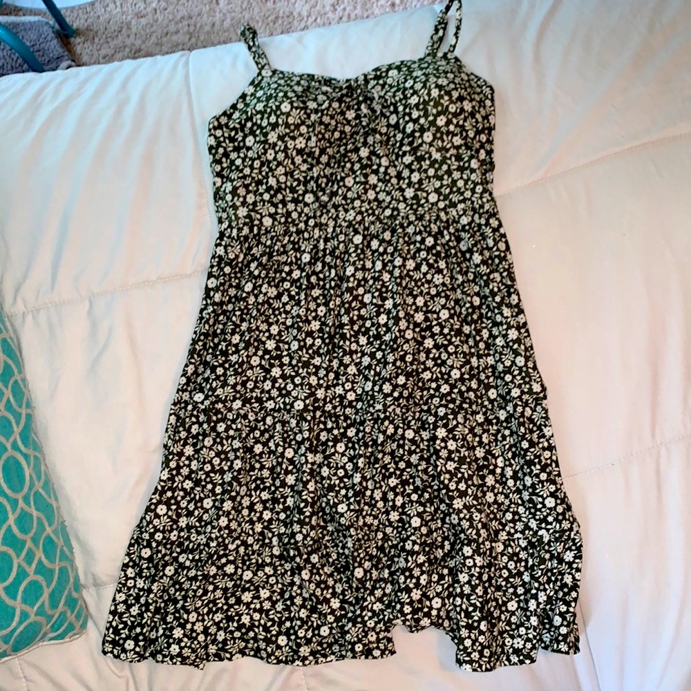 Green flowing flower dress